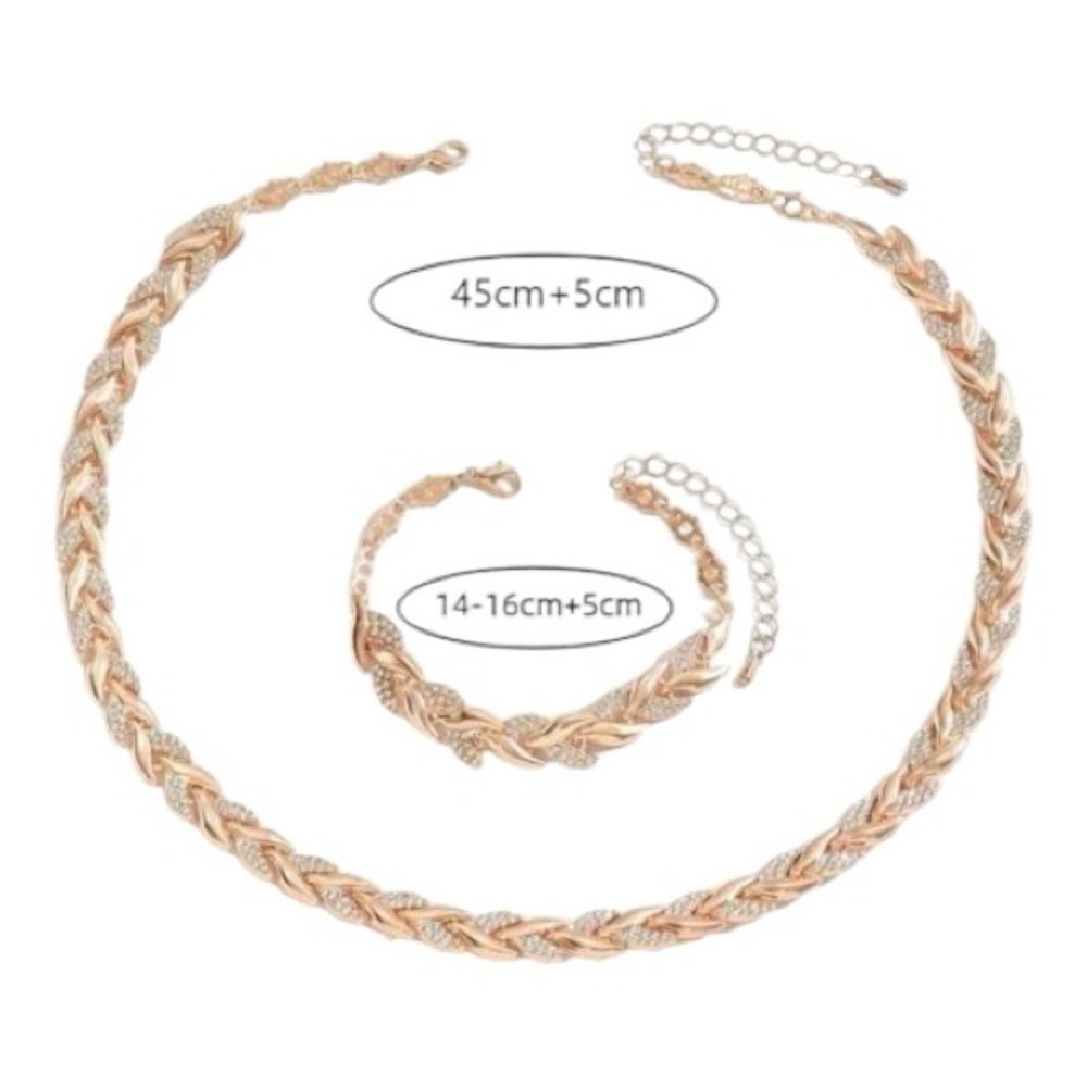 Elegant Gold and Silver Braided Jewelry Set